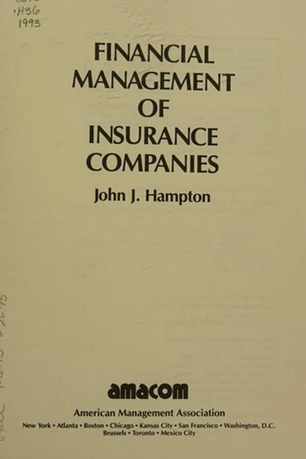 Capa de Financial management of insurance companies