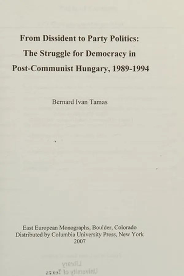 Capa de From Dissident to Party Politics