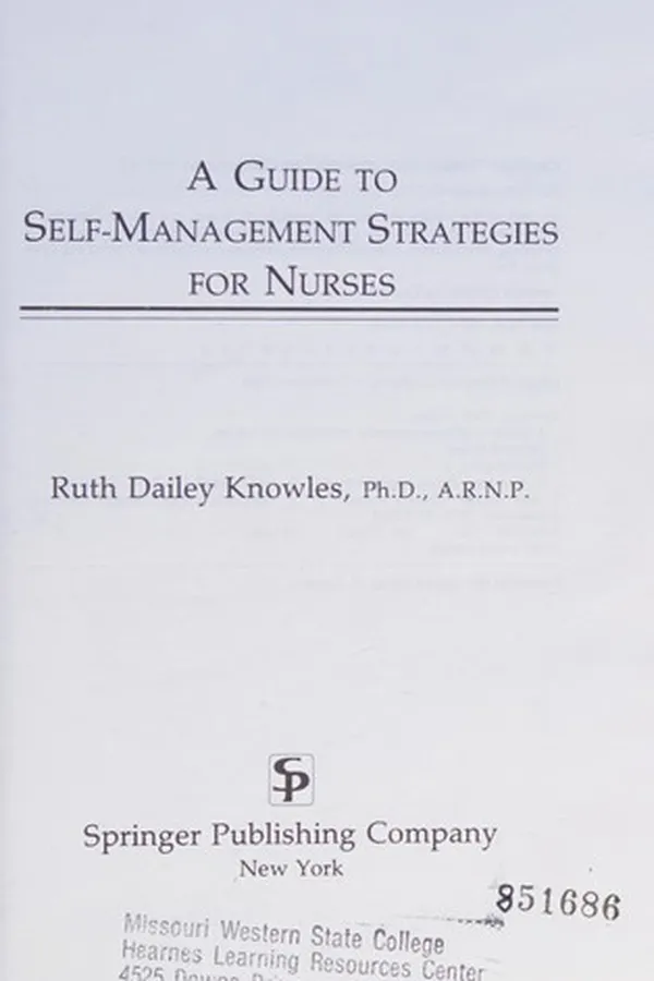 Capa de A guide to self-management strategies for nurses