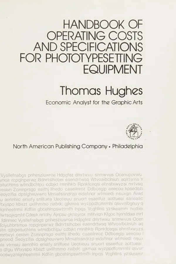 Capa de Handbook of operating costs and specifications for phototypesetting equipment