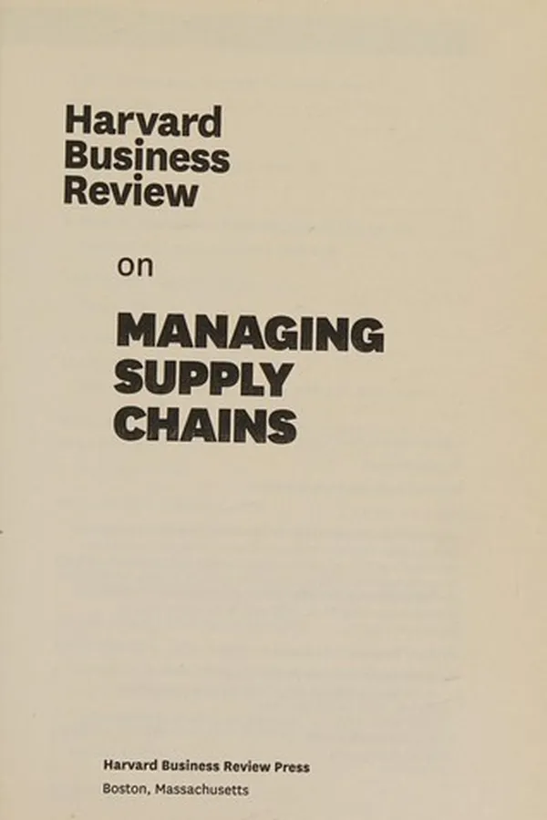 Capa de Harvard business review on managing supply chains