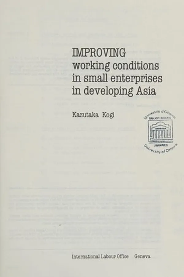 Capa de Improving working conditions in small enterprises in developing Asia