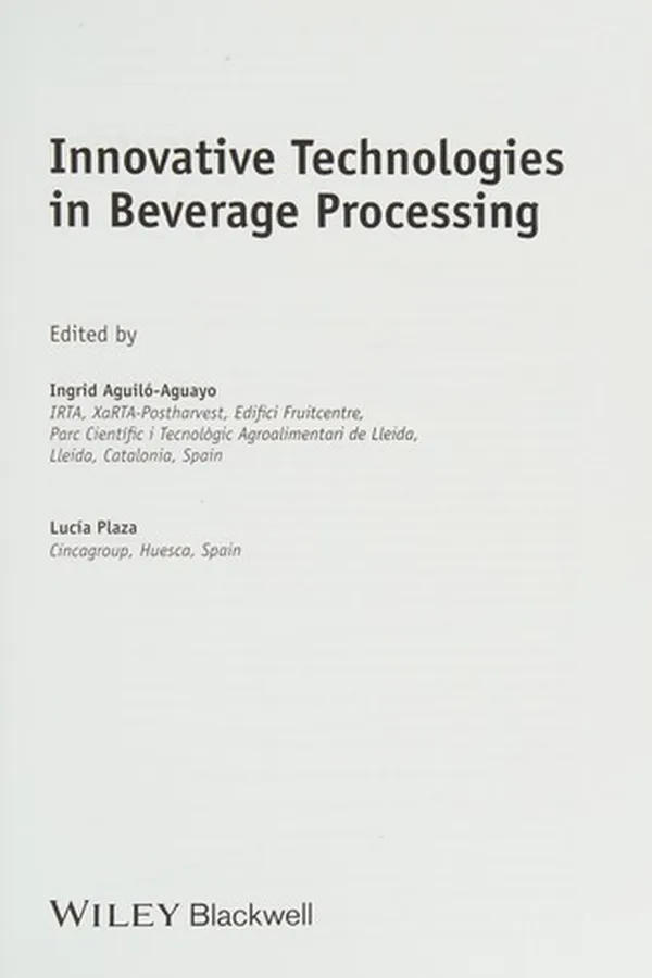 Capa de Innovative Technologies in Beverage Processing