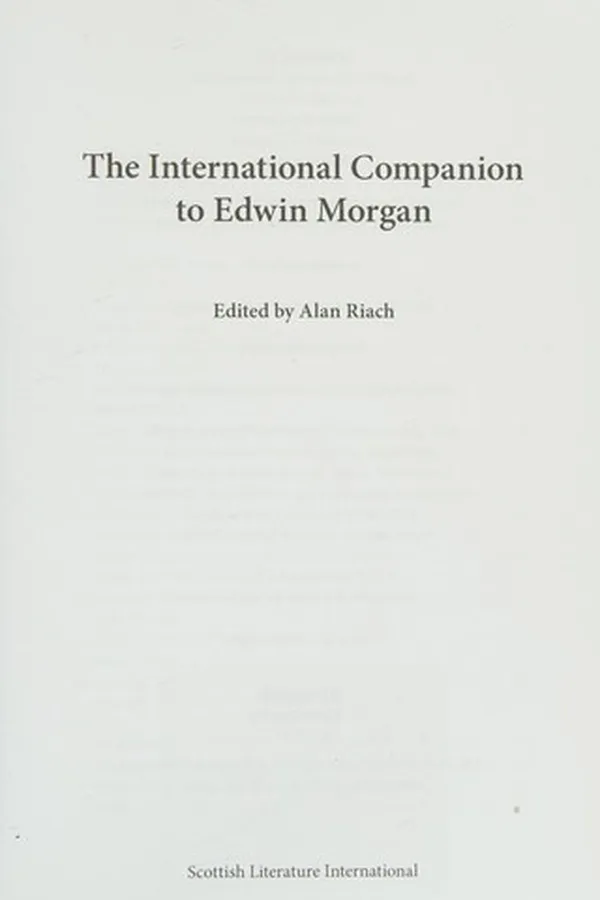 Capa de International Companion to Edwin Morgan