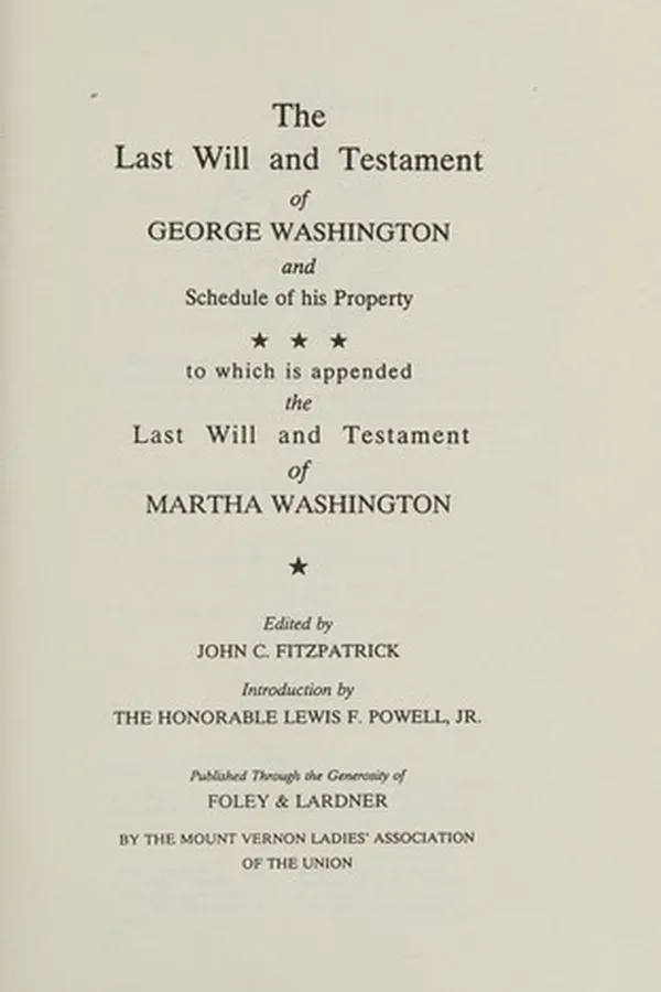 Capa de The last will and testament of George Washington and schedule of his property