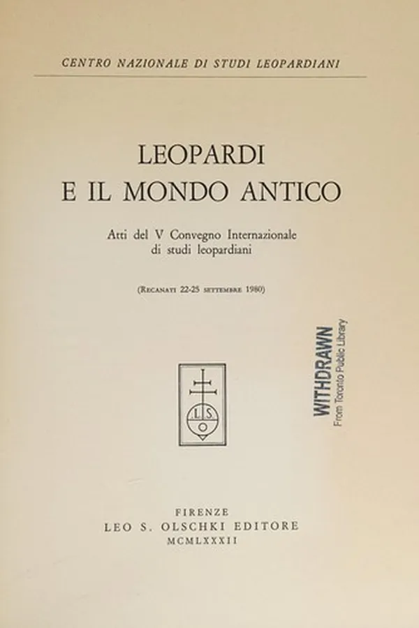 Capa de Leopardi e il mondo antico