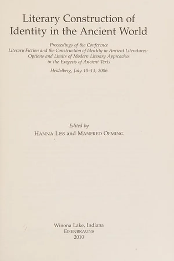 Capa de Literary construction of identity in the ancient world