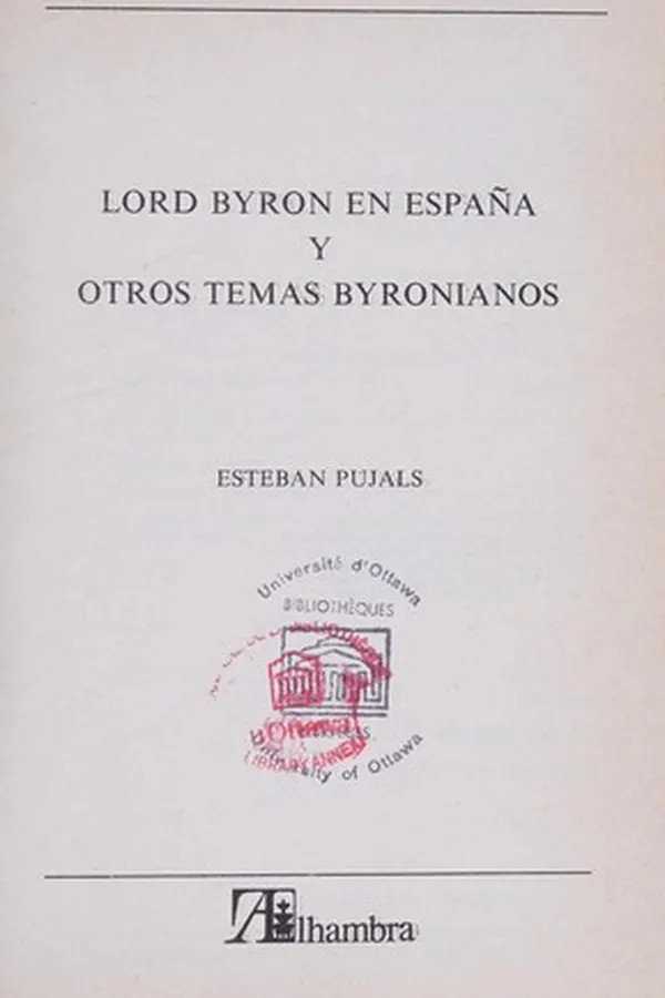 Capa de Lord Byron en España y otros temas byronianos