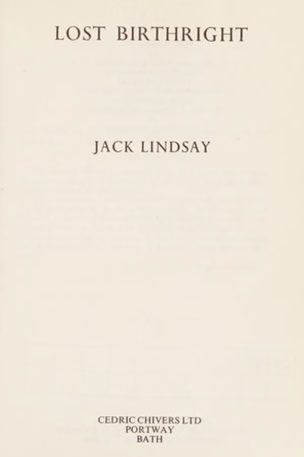 Capa de Lost birthright