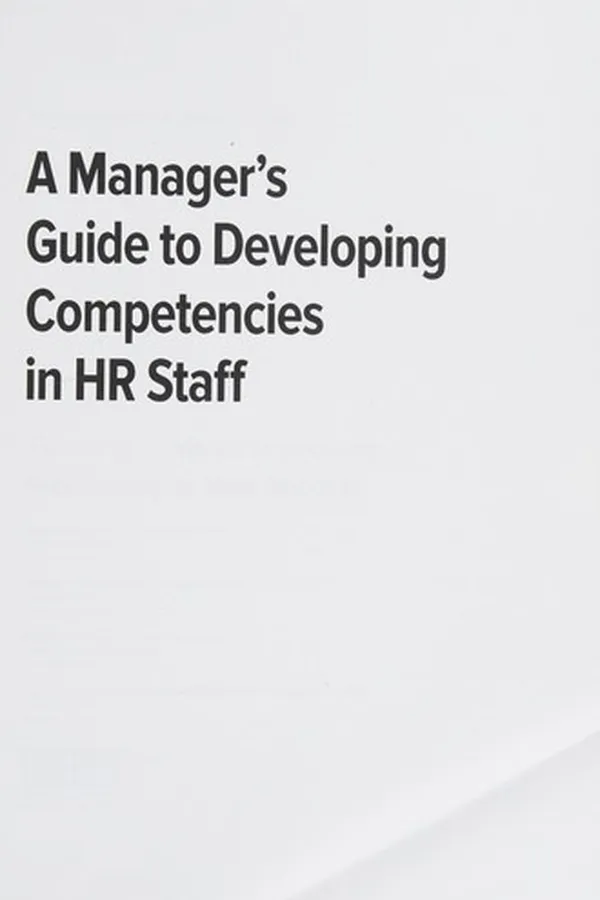 Capa de Manager's Guide to Developing Competencies in HR Staff