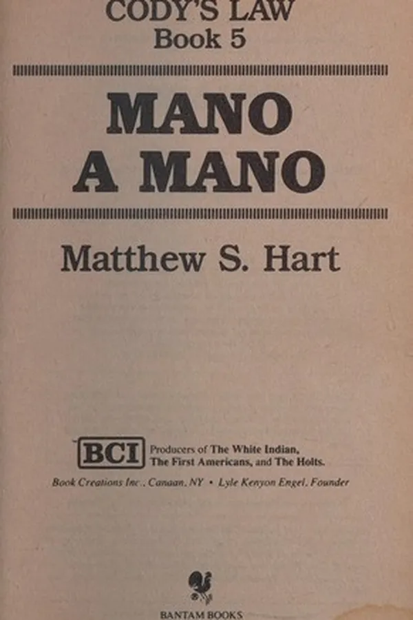 Capa de MANO A MANO (Cody's Law Book 5)