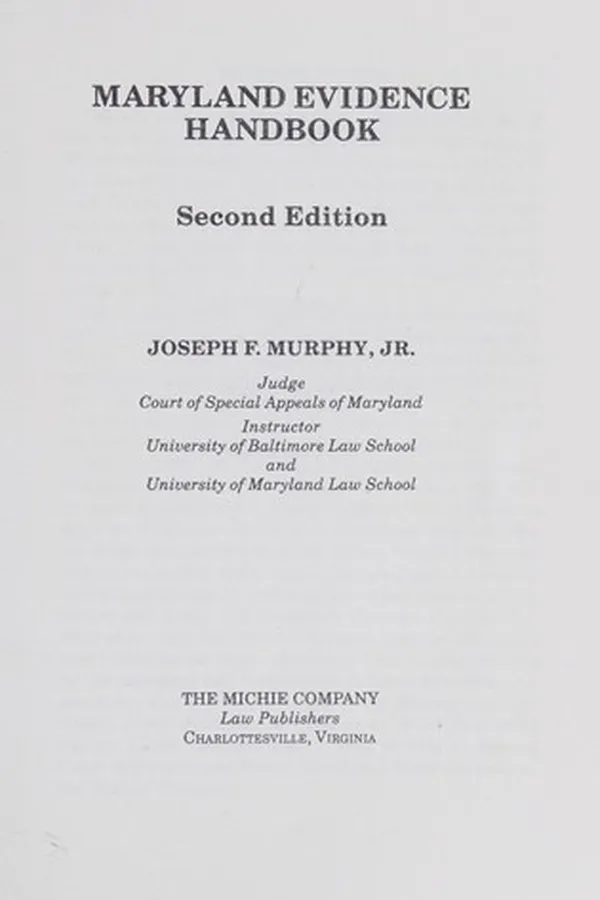 Capa de Maryland evidence handbook