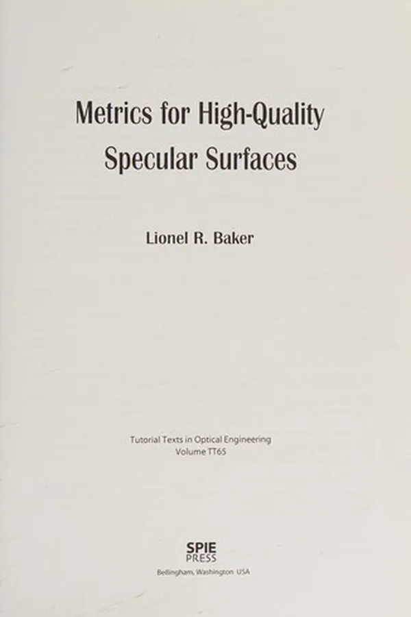 Capa de Metrics for high-quality specular surfaces