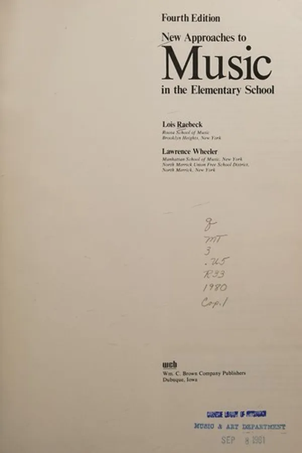 Capa de New approach to music in the elementary school