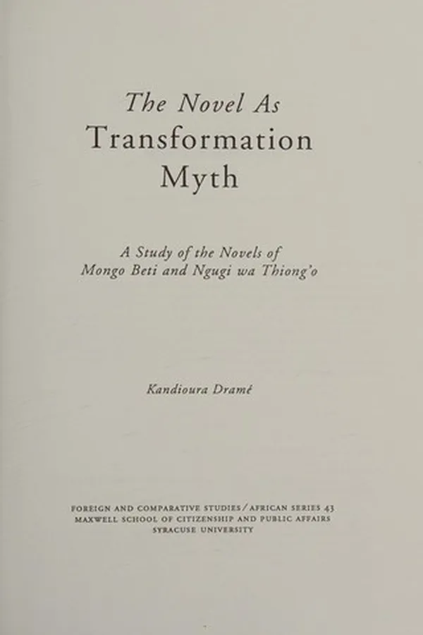 Capa de The novel as transformation myth