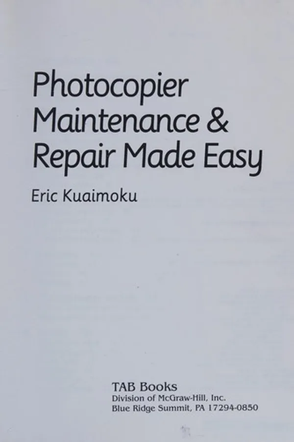 Capa de Photocopier maintenance and repair made easy
