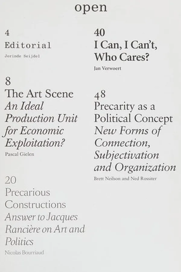 Capa de Open - A Precarious Existence