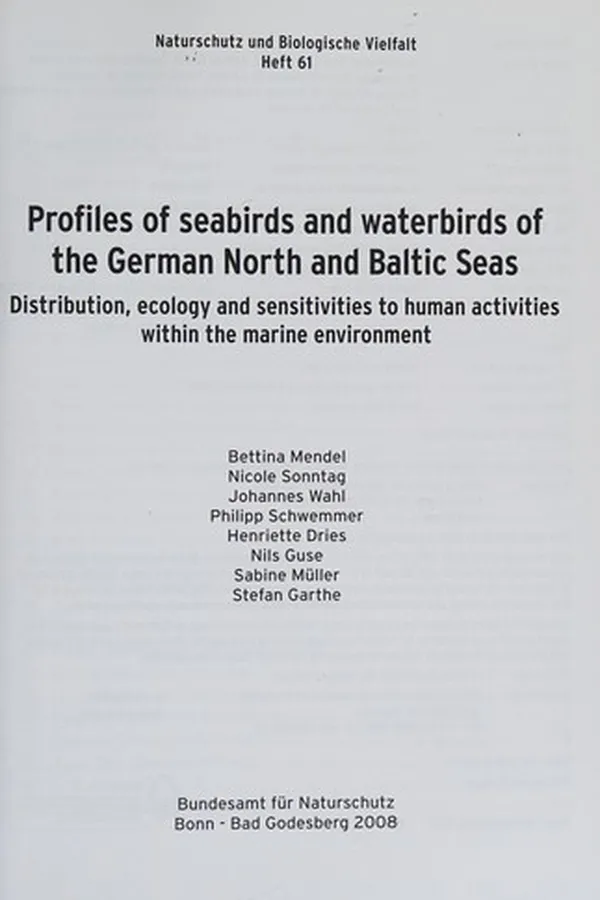 Capa de Profiles of seabirds and waterbirds of the German North and Baltic Seas