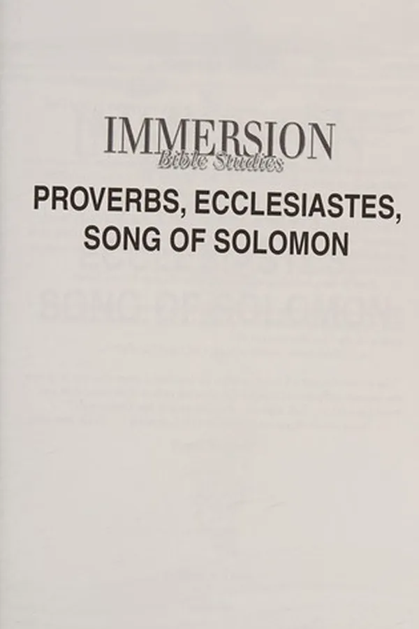 Capa de Proverbs, Ecclesiastes, Song of Solomon
