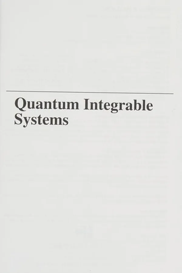 Capa de Quantum integrable systems