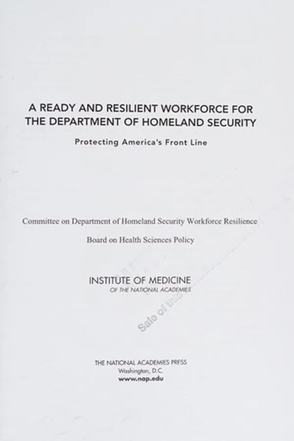 Capa de Ready and Resilient Workforce for the Department of Homeland Security