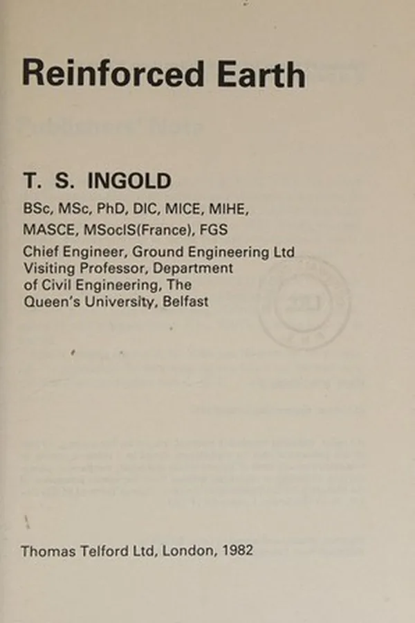 Cover of Reinforced earth