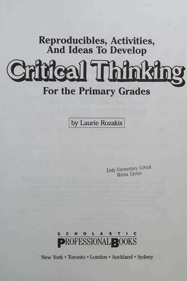 Capa de Reproducibles, activities, and ideas to develop critical thinking for the primary grades