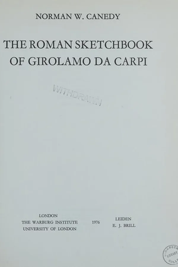 Capa de The Roman sketchbook of Girolamo da Carpi