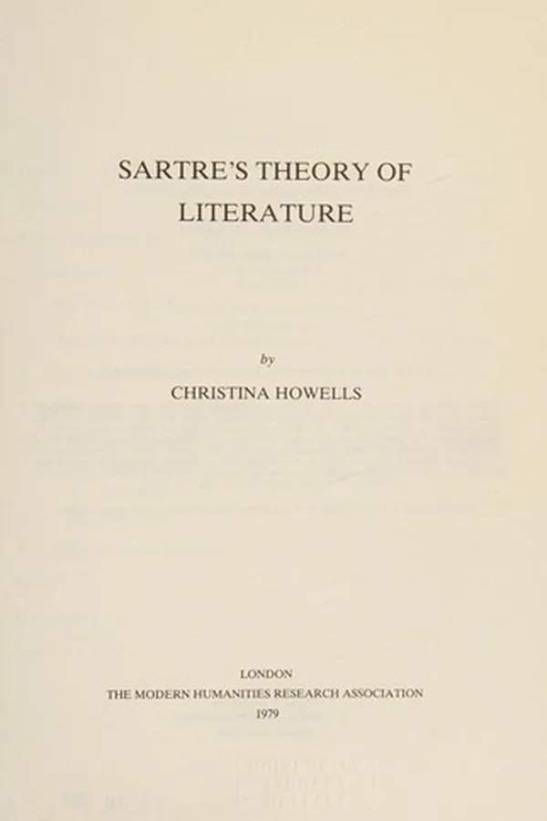 Capa de Sartre's theory of literature