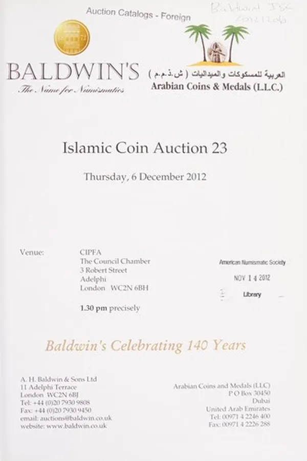 Capa de Islamic coin auction no. 23