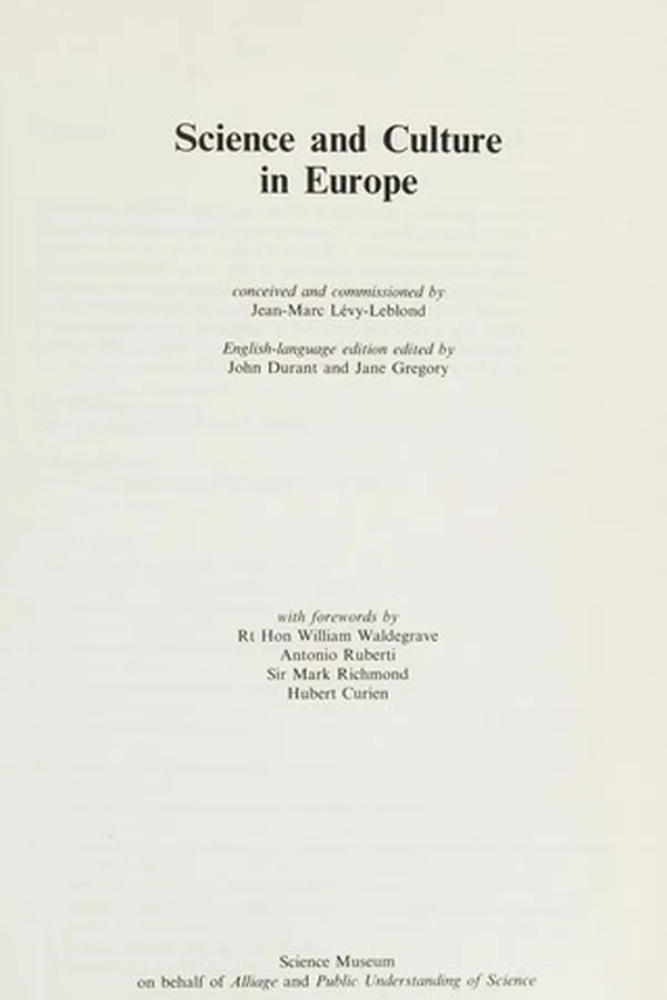 Capa de Science and culture in Europe
