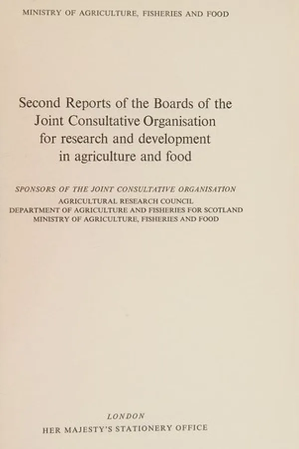 Capa de Second reports of the boards of the Joint Consultative Organisation for Research and Development in Agriculture and Food