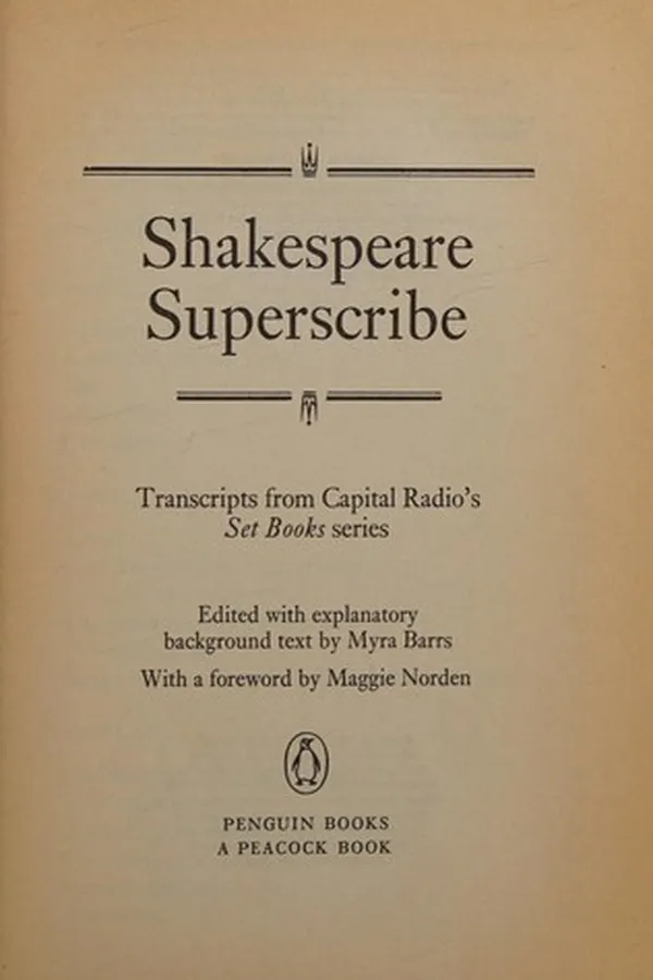 Cover of Shakespeare superscribe