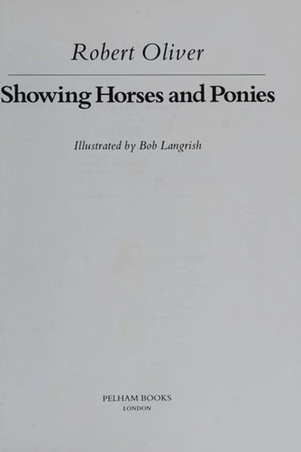 Capa de Showing Horses and Ponies (Pelham Practical Sports)