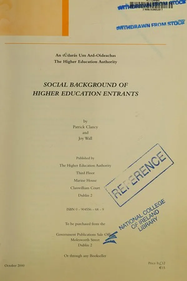 Capa de Social background of higher education entrants