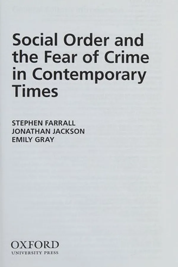 Capa de Social order and the fear of crime in contemporary times
