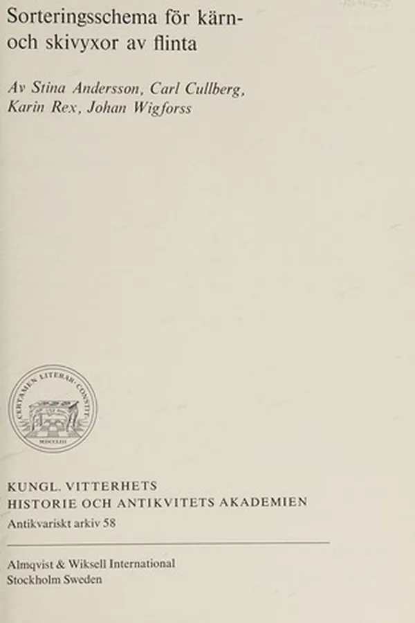 Capa de Sorteringsschema för kärn- och skivyxor av flinta