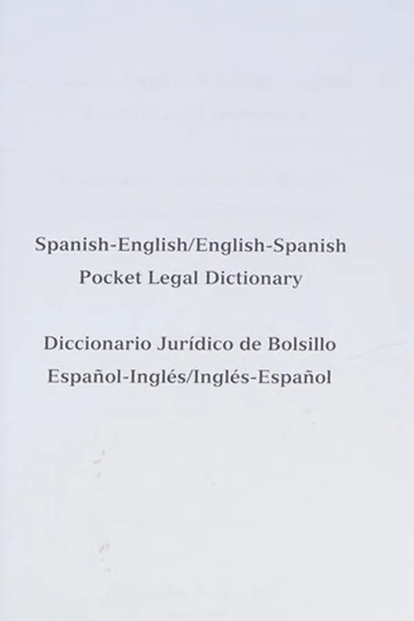 Capa de Spanish-English/English-Spanish pocket legal dictionary =