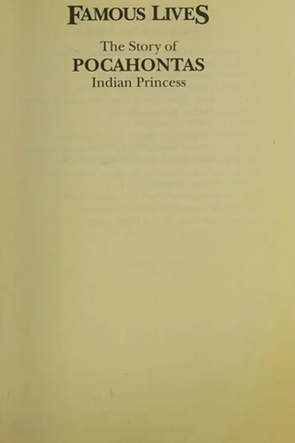 Capa de The Story of Pocahontas, Indian Princess