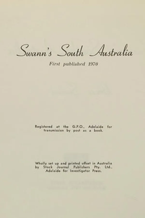 Cover of Swann's South Australia