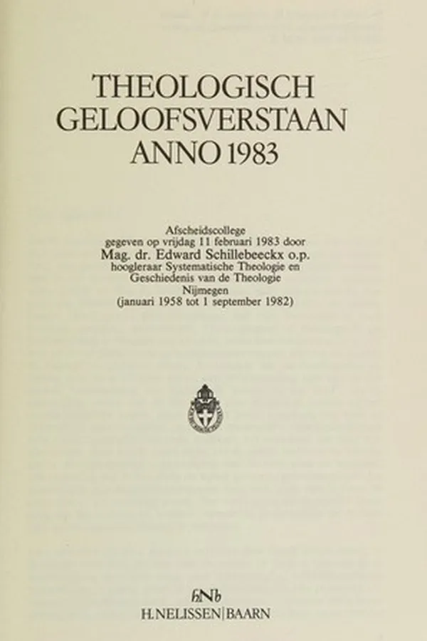 Capa de Theologisch geloofsverstaan anno 1983