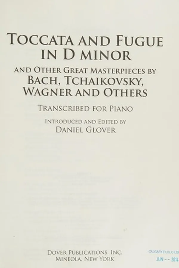 Capa de Toccata and Fugue in d Minor and Other Great Masterpieces by Bach, Tchaikovsky, Wagner and Others
