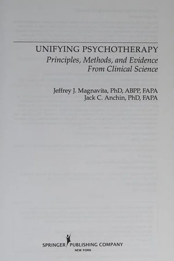Capa de Unifying psychotherapy