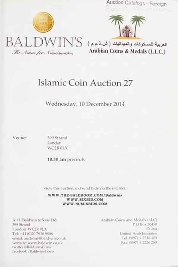 Capa de Islamic coin auction no. 27