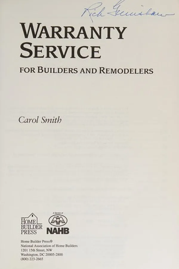 Capa de Warranty service for builders and remodelers
