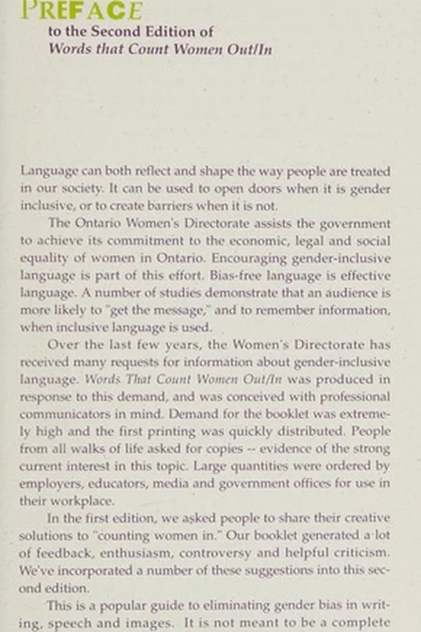 Capa de Words that count women out/in