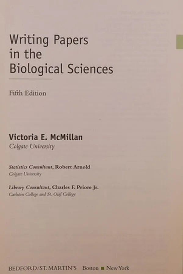 Capa de Writing papers in the biological sciences