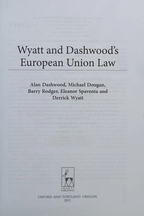 Capa de Wyatt and Dashwood's European Union law