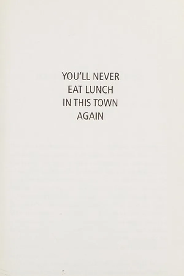 Capa de You'll never eat lunch in this town again