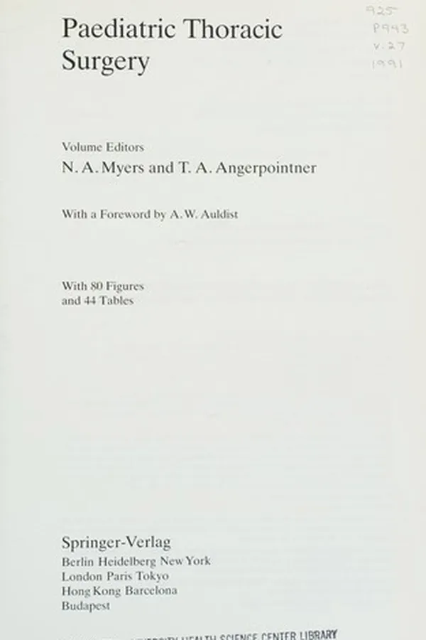 Cover of Paediatric thoracic surgery